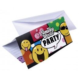 Amscan - 6 Cartes d'invitation et Enveloppes Smiley Comic