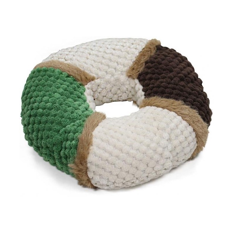 Knuffelwuff - Anneau en peluche et velours côtelé avec sifflet env Ø 18 cm Knuffelwuff - Anneau en peluche et velours côtelé avec sifflet env Ø 18 cm