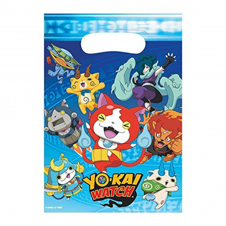 AMSCAN - Lot 8 sachets de fête, sac à bonbons Yo-Kai Watch