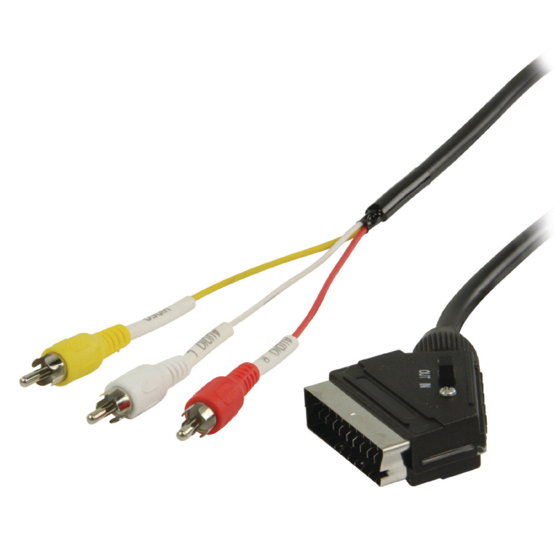 Câble Péritel Mâle - 3 x RCA Audio Vidéo Composite Mâle avec commutateur 2.00m
