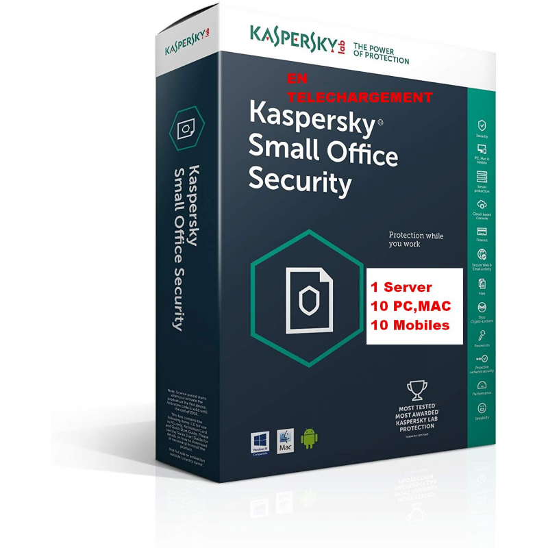 Kaspersky Small Office Security Vers 7 - 1 Serveur 10 Postes 10 Mobiles 1An