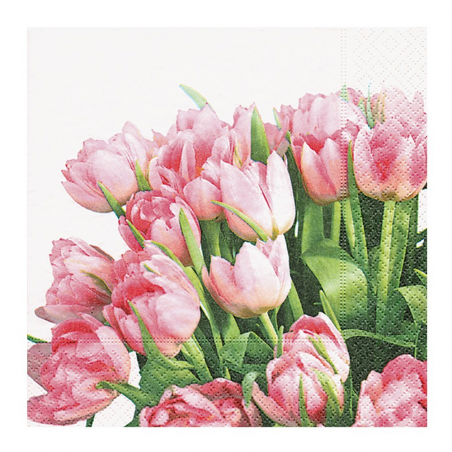 Paper+Design - Lot 20 Serviettes en papier Tulipe rose 33x33cm 