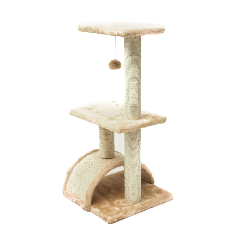 ZAMIBO Arbre à chat - griffoir 2 étages, jouet, 74x34x34 cm, naturel
