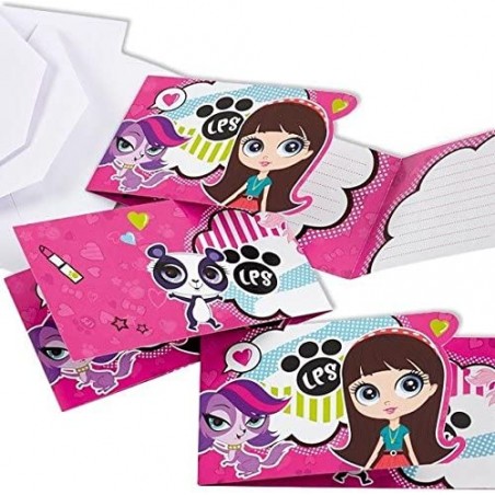 AMSCAN - 6 Cartes invitation + Enveloppes Littlest Petshop