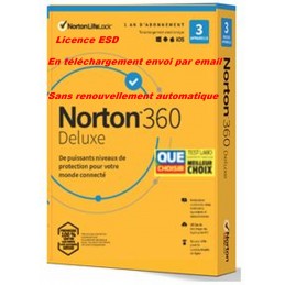 NORTON 360 DELUXE 2021 sans renouvellement automatique ESD 3 Appareils - 3APP - 1 AN - 25GB CLOUD - Envoyé par mail