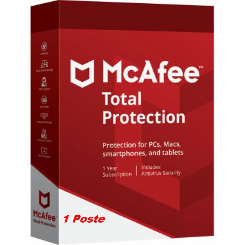 McAfee® Total Security ESD - 1 Appareil (PC, Mac, Anroid, iOS) 1 an de protection envoyé par email