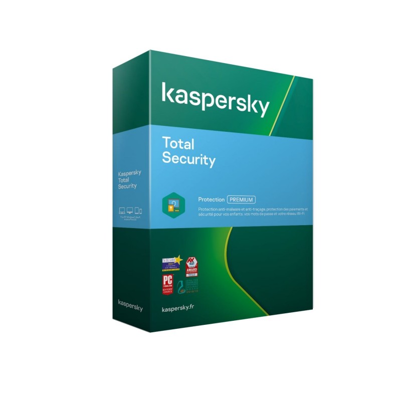 Kaspersky Total Security Multidevice 2021 - 1 App 1 An 1KPM + 1KSK - PC Mac Android - Licence officielle par mail - ESD