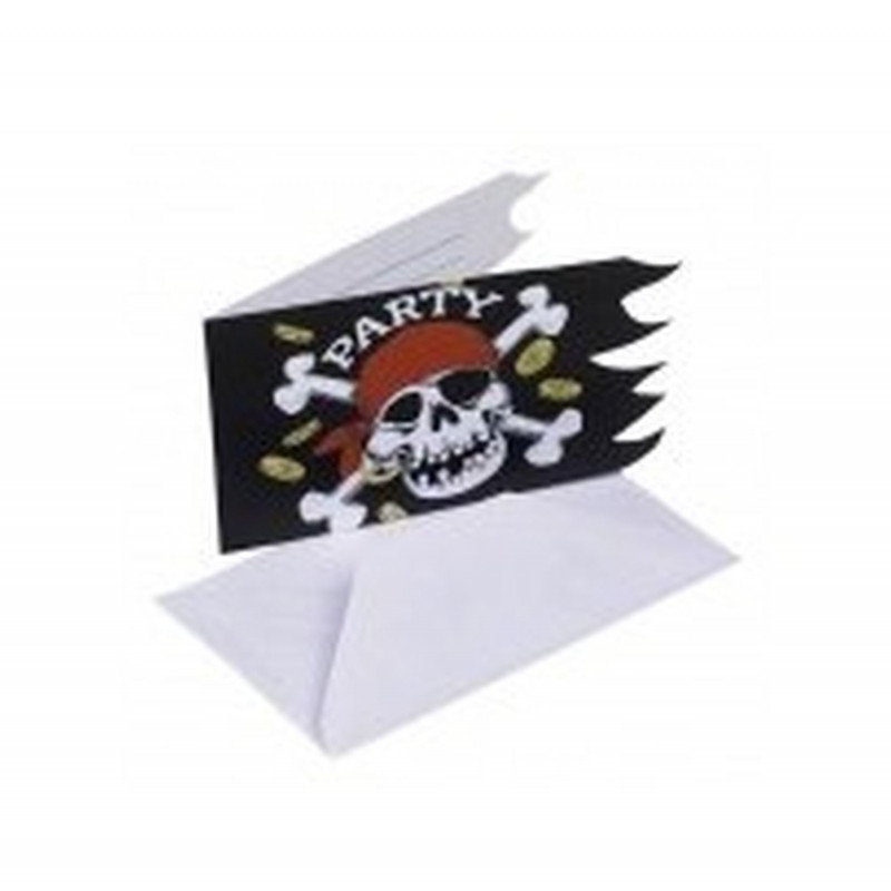 Riethmuller - Lot 6 Cartes invitation + enveloppes Pirate Jolly Roger