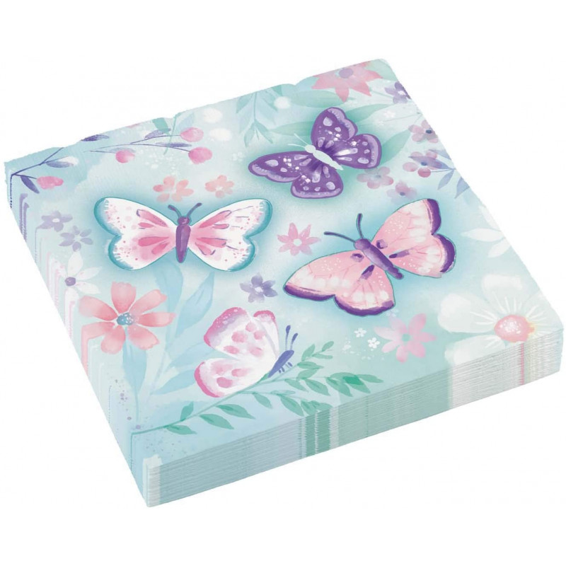 Lot 16 Serviettes Papier Papillon 33 x 33 cm