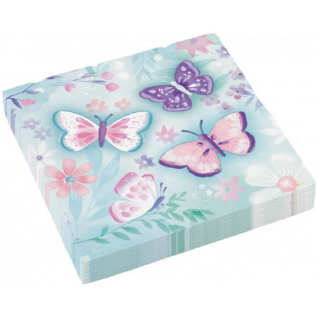 Lot 16 Serviettes Papier Papillon 33 x 33 cm