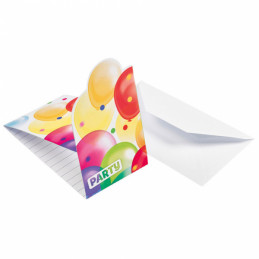 AMSCAN - Lot 8 Cartes invitation + enveloppes Balloons - Ballons