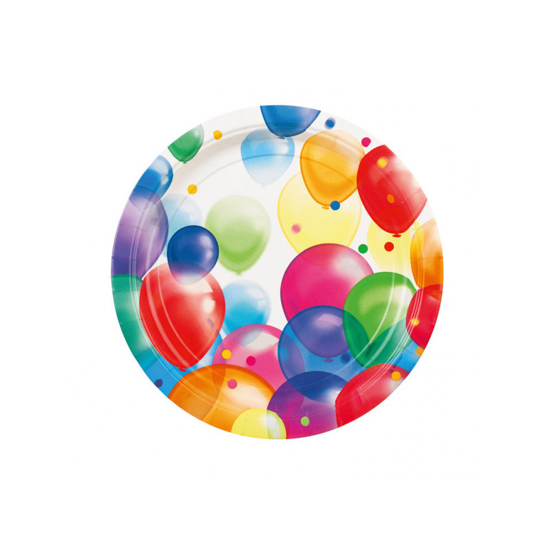 AMSCAN - Lot 8 Assiettes Balloons - Ballons 23cm diamètre
