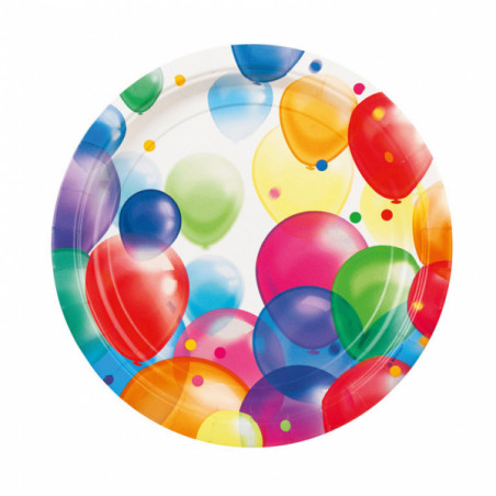 AMSCAN - Lot 8 Assiettes Balloons - Ballons 23cm diamètre