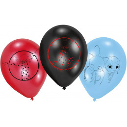 Amscan - Lot 6 Ballons en latex à gonfler Miraculous