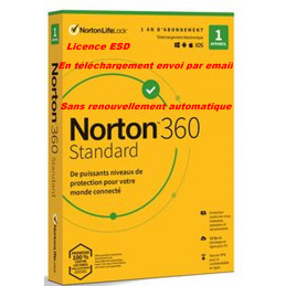 Sans CB - NORTON 360 STANDARD 2022 ESD - 1 Appareil - 1APP - 1 AN - 10GB CLOUD - Envoyé par mail