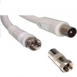 Câble coaxial/antenne/satellite 5 m Connecteur F Male - Coax mâle + adaptateur