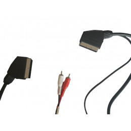 Câble Cordon Péritel 1,2m Audio Vidéo Mâle Male + 2 x RCA Male Audio