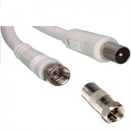 Câble TV coaxial/antenne/satellite 2m Connecteur F Male - Coax mâle + adaptateur