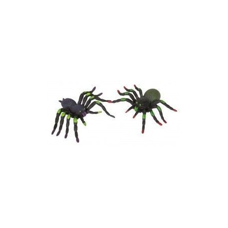 Riethmuller - Lot de 2 Araignées en Plastique - Noir/Violet avec tache verte + Noir/Vert Kaki avec tache verte 