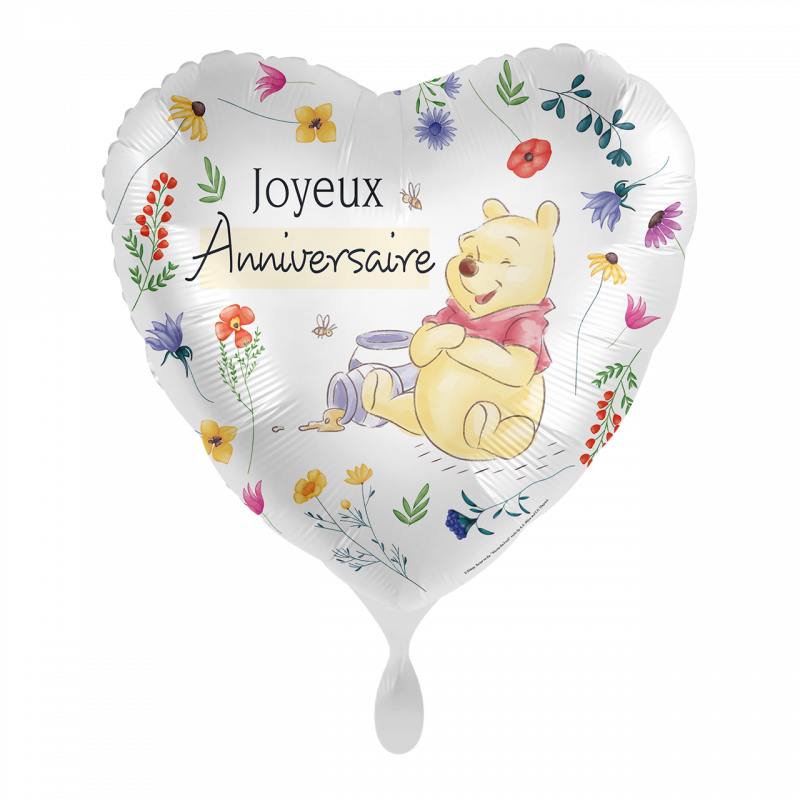 1 Ballon décoratif rond - Fleurs Joyeux Anniversaire en Alu à gonfler  hélium env 43 cm