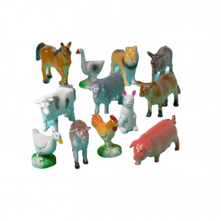 14x Figurines animaux de ferme en plastique 9 cm pour enfants - Animaux  jouets 