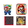Lot Kit Pack Anniversaire Super Mario 8 assiettes 23cm, 8 gobelets, 16 serviettes - Amscan