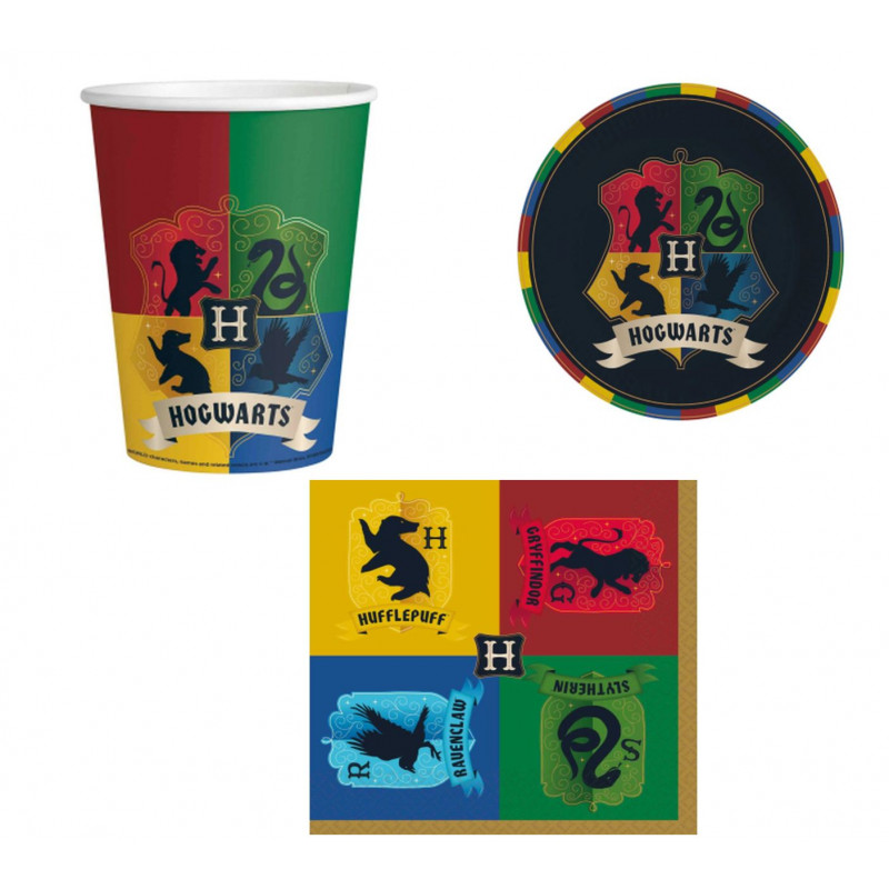 Lot Kit Pack Anniversaire Harry Potter 8 assiettes 23cm, 8 gobelets, 16  serviettes - Amscan
