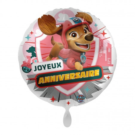 1 Ballon décoratif rond Liberty Joyeux anniversaire - Pat Patrouille en Alu  à gonfler hélium env 43 cm - Nickelodeon