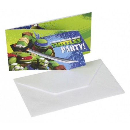 AMSCAN - Lot 6 Cartes invitation + enveloppes Tortue Ninja